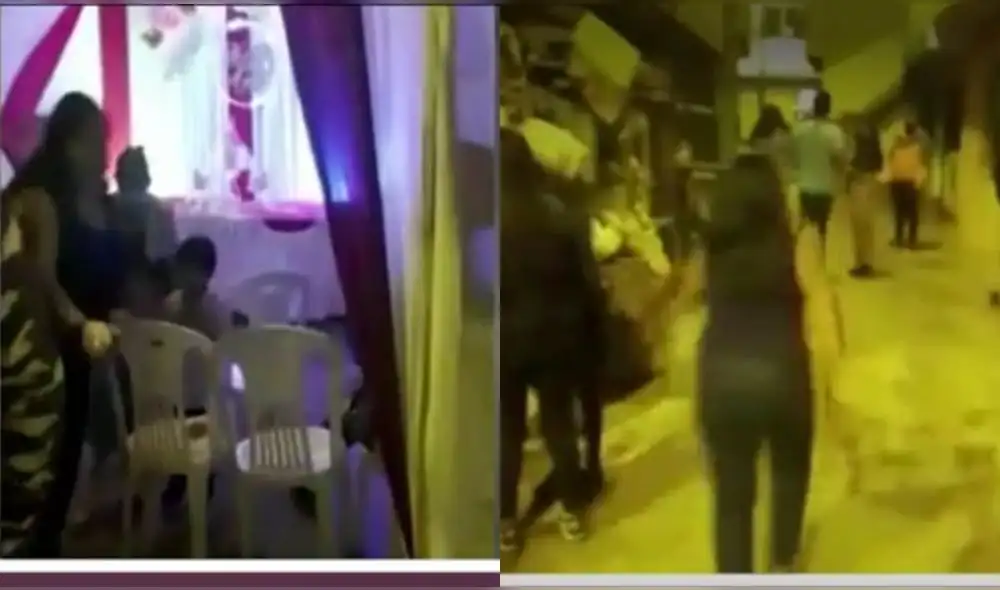 Ciudadanos estuvieron en reuniones sin mascarilla y trataron de huir de la PNP. Foto: Canal N/ captura