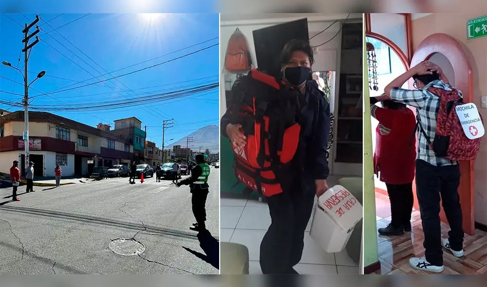 Los vecinos participaron activamente del simulacro programado para este martes. Foto: Municipalidad de Alto Selva Alegre