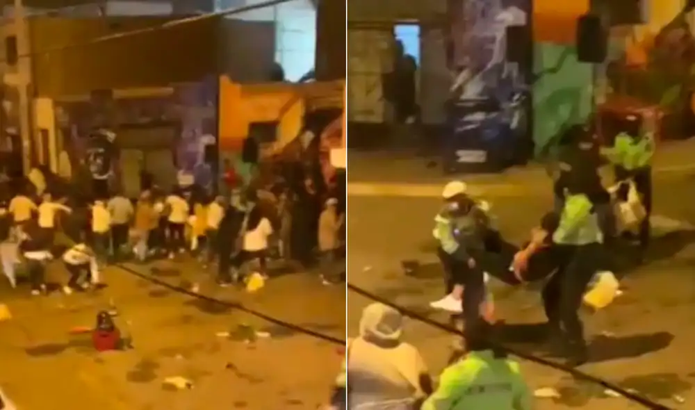 Agentes de la PNP tuvieron que lanzar disparos al aire debido a la agresión de los asistentes. Foto: captura América noticias