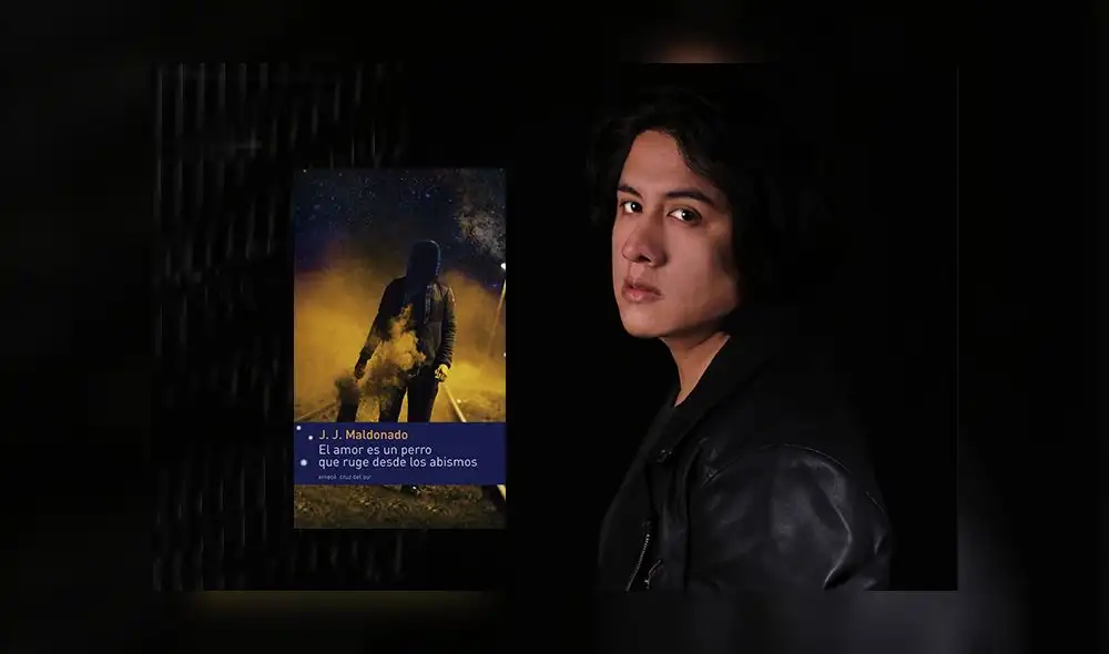 Escritor J. J. Maldonado. Al lado, su primera novela "El amor es un perro que ruge desde los abismos". Escritor J. J. Maldonado. Al lado, su primera novela "El amor es un perro que ruge desde los abismos".
