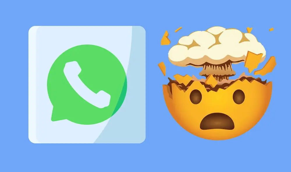 El ícono de la cabeza explosiva de WhatsApp está disponible tanto en Android como en iOS. Foto: composición LR