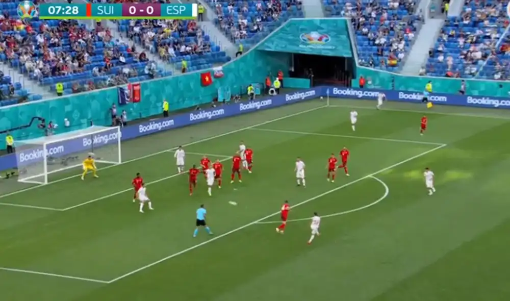 El gol de Alba contó con la complicidad de Zakaria. Foto: captura de video/América TV El gol de Alba contó con la complicidad de Zakaria. Foto: captura de video/América TV