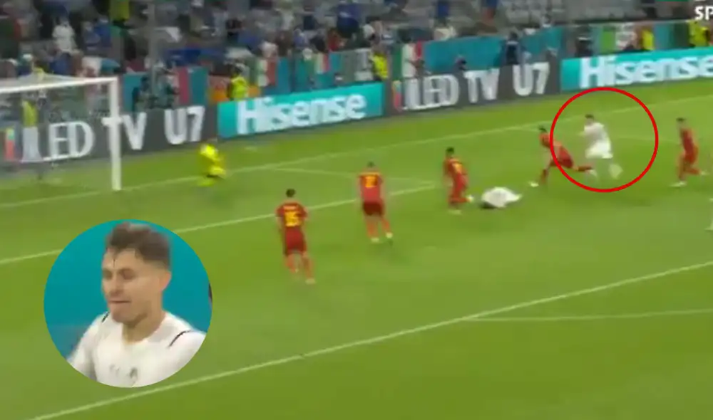 Barella se encargó de marcar el primer gol de Italia ante Bélgica. Foto: captura DirecTV Sports