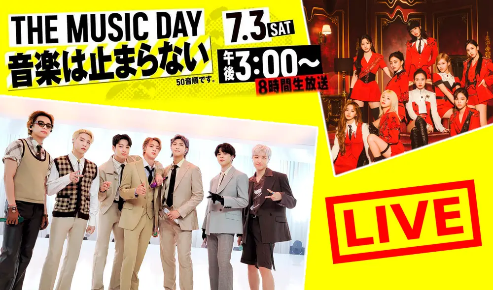 Mira la programación del festival japonés The Music Day. Foto: composición La República/NTV/BIGHIT/JYPE
