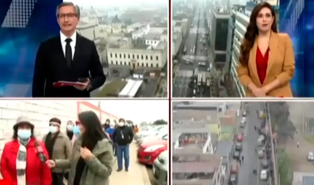 La reportera Romina Caballero se animó a entrevistar a su mamá al verla en la cola del vacunatorio de Surco. Foto: captura de América TV