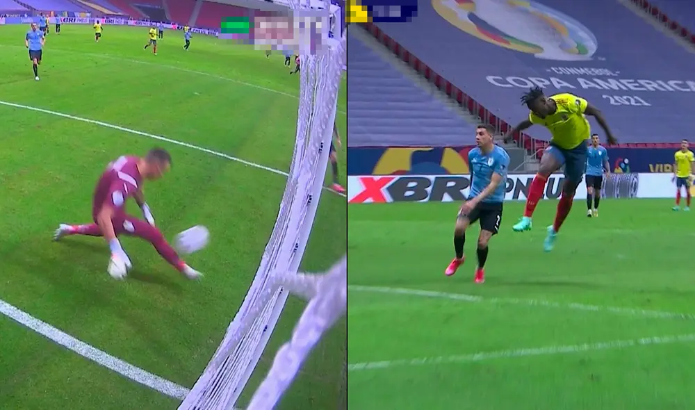 Sobre los 73', Muslera salva su arco al detener un venenoso cabezazo de Duvan Zapata. Foto: captura/DirecTV Sports