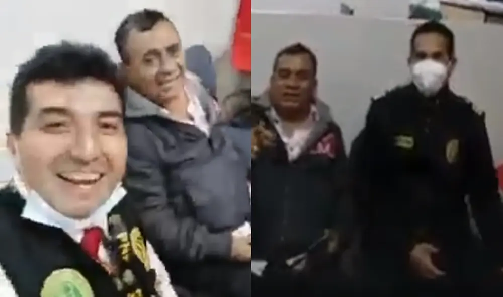 Cantante y policía lucían sin mascarilla al interior de dependencia policial. Foto: captura de video
