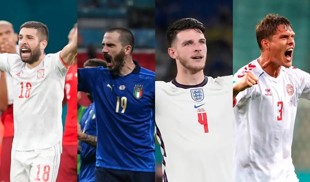 Entre España, Italia, Inglaterra y Dinamarca se encuentra el próximo campeón de la Eurocopa. Foto: Composición / EFE