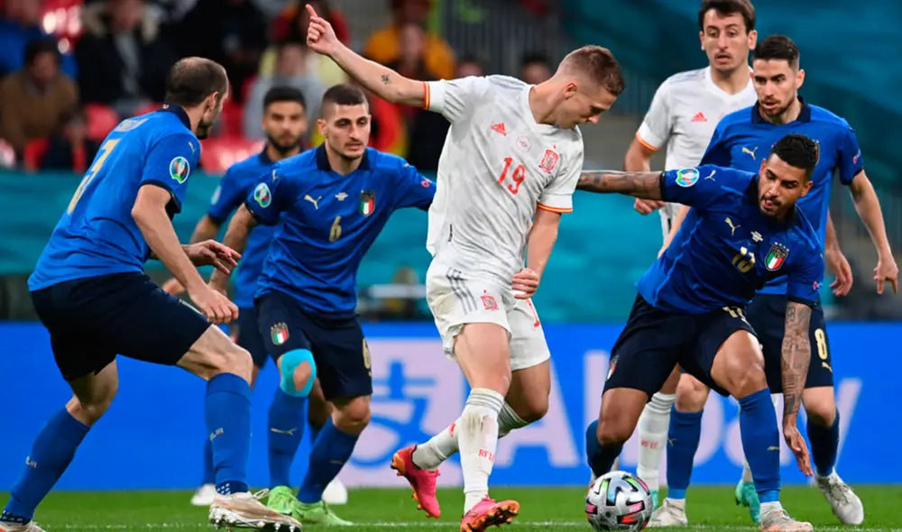 Italia vence a España por la mínima en semifinales de Eurocopa 2021. Foto AFP Italia vence a España por la mínima en semifinales de Eurocopa 2021. Foto AFP