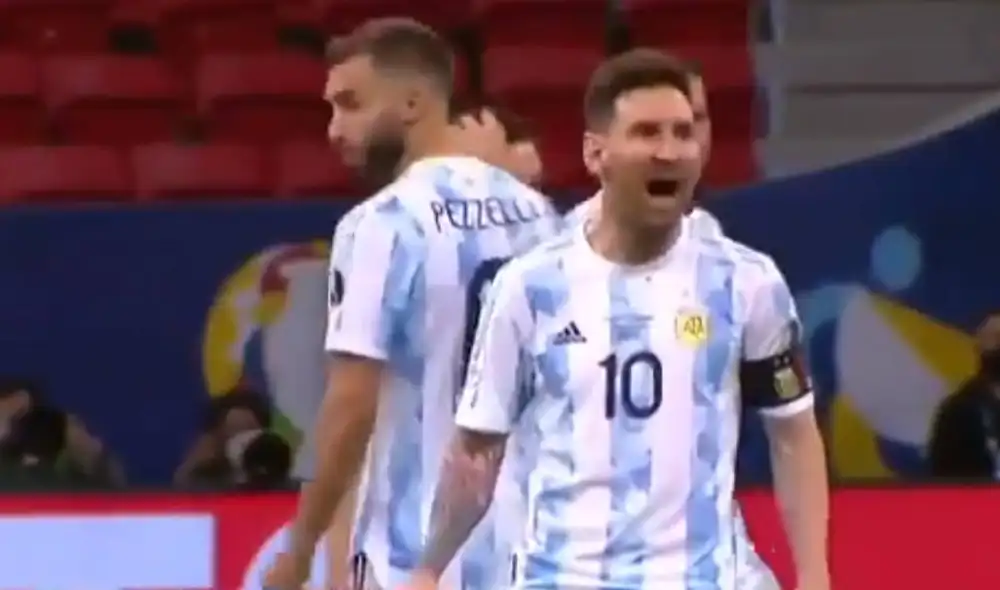 Messi celebró bastante cada penal convertido por Argentina, y también los fallos de Colombia. Foto: captura TyC Sports