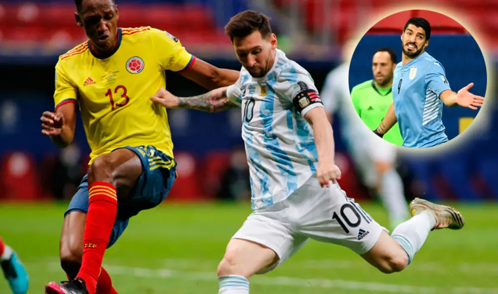 Luis Suárez felicitó a Lionel Messi por clasificar para la final de la Copa América 2021. Foto: AFP