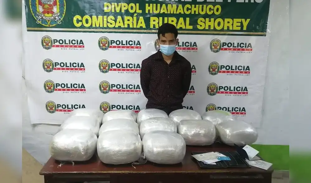 El detenido y droga fueron trasladados al complejo policial de San Andrés de Trujillo. Foto: PNP El detenido y droga fueron trasladados al complejo policial de San Andrés de Trujillo. Foto: PNP