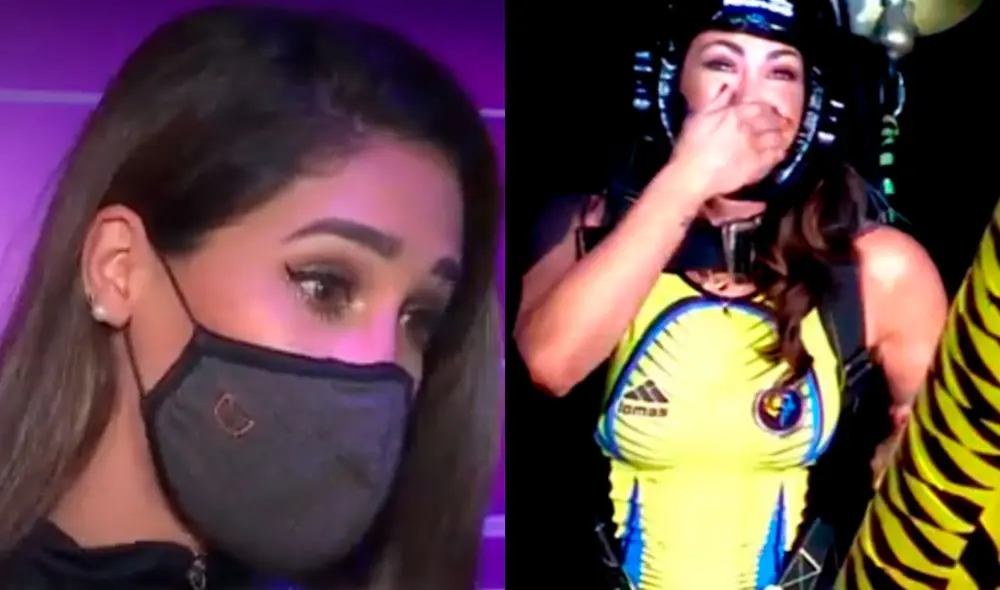 Tepha Loza y su hermana Melissa Loza se enfrentaron en el reto Salto al vacío, de Esto es guerra. Foto: captura de América TV
