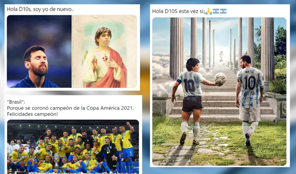 El llamado a Maradona y las felicitaciones a Brasil son tendencia en las redes sociales. Foto: composición/Twitter