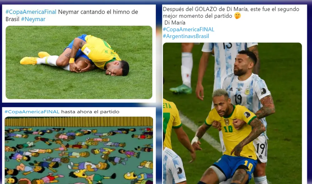 Mira las mejores imágenes que dejó la gran final de la Copa América 2021. Foto: composición Twitter Mira las mejores imágenes que dejó la gran final de la Copa América 2021. Foto: composición Twitter