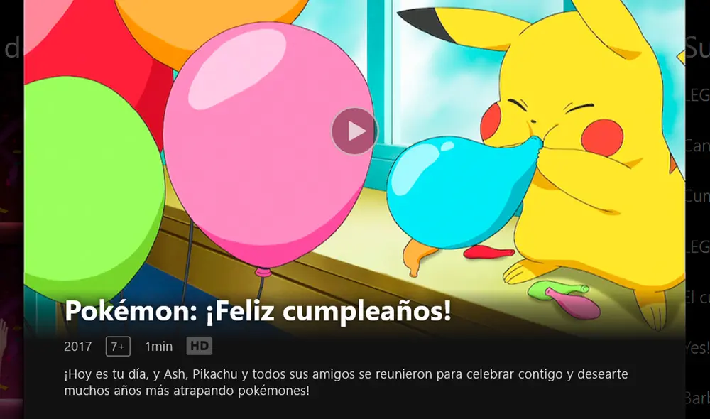 Solo basta con escribir "cumpleaños" en el buscador de Netflix para acceder a estos saludos personalizados. Foto captura: La República