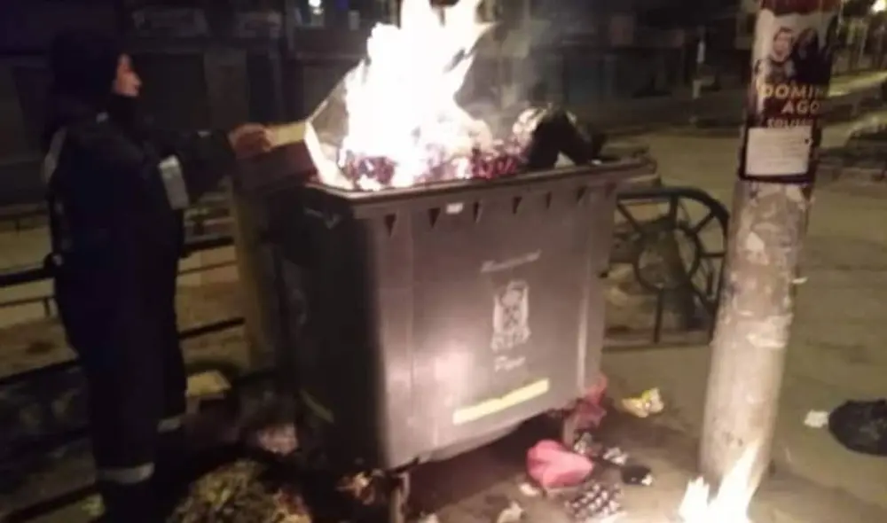 Los contenedores de basura quedaron inservibles. Foto: Municipalidad de Puno