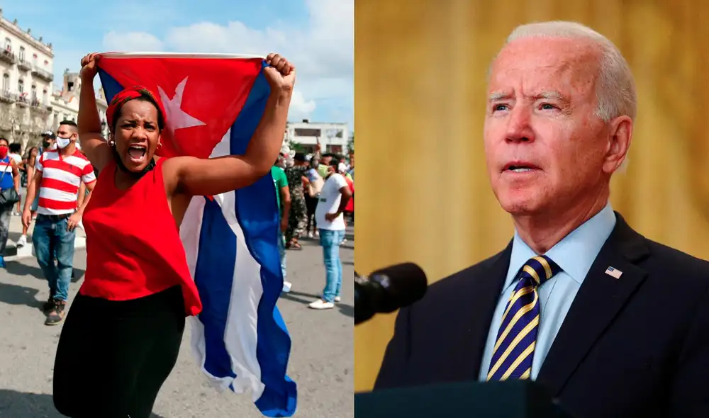 “Expresamos nuestro apoyo al pueblo cubano y su clamor por libertad", manifestó Biden. Foto: composición/EFE