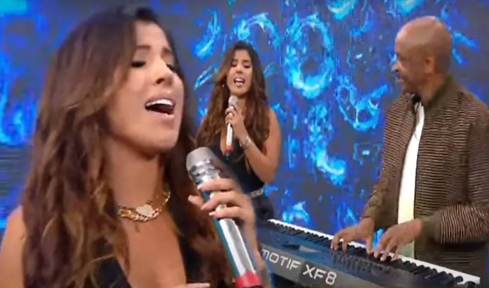 Yahaira Plasencia cantó un extracto de su canción "Dime" en vivo y con piano. Foto: captura ATV Yahaira Plasencia cantó un extracto de su canción "Dime" en vivo y con piano. Foto: captura ATV