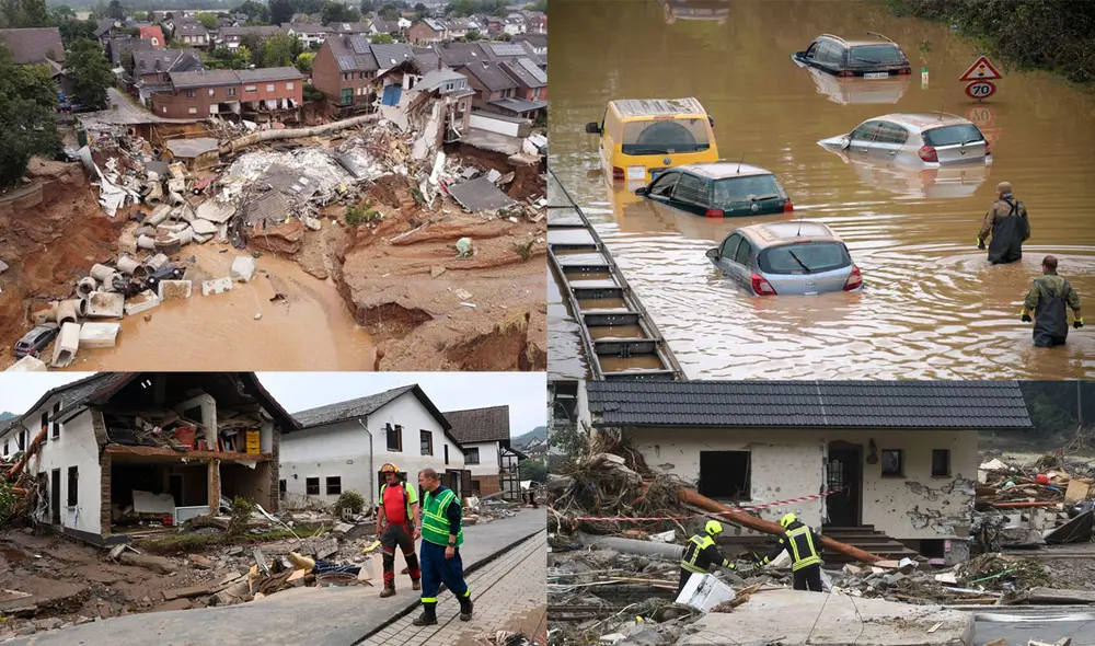Las fuertes lluvias y las inundaciones en varios países del centro de Europa están dejando decenas de muertos y daños considerables en viviendas e infraestructuras. Foto: composición/AFP Las fuertes lluvias y las inundaciones en varios países del centro de Europa están dejando decenas de muertos y daños considerables en viviendas e infraestructuras. Foto: composición/AFP