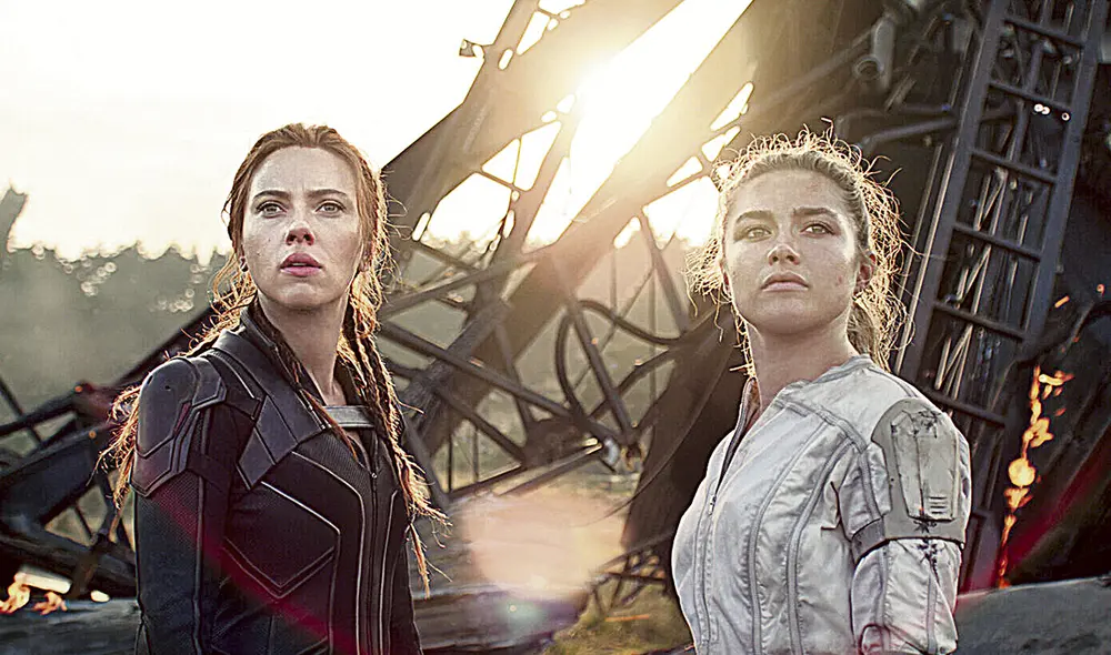 Poderosas. Scarlett Johansson en posiblemente su último rol como Black Widow, con Florence Pugh a punto de tomar la posta. Foto: difusión Poderosas. Scarlett Johansson en posiblemente su último rol como Black Widow, con Florence Pugh a punto de tomar la posta. Foto: difusión