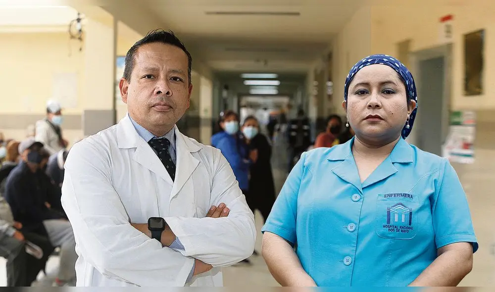 Médico Leslie Soto, del Hospital Cayetano Heredia, y enfermera Eva Castillo, del Hospital Dos de Mayo. Enfermaron de COVID-19, terminaron en UCI y volvieron al servicio para atender a sus pacientes. Fotos: Félix Contreras.