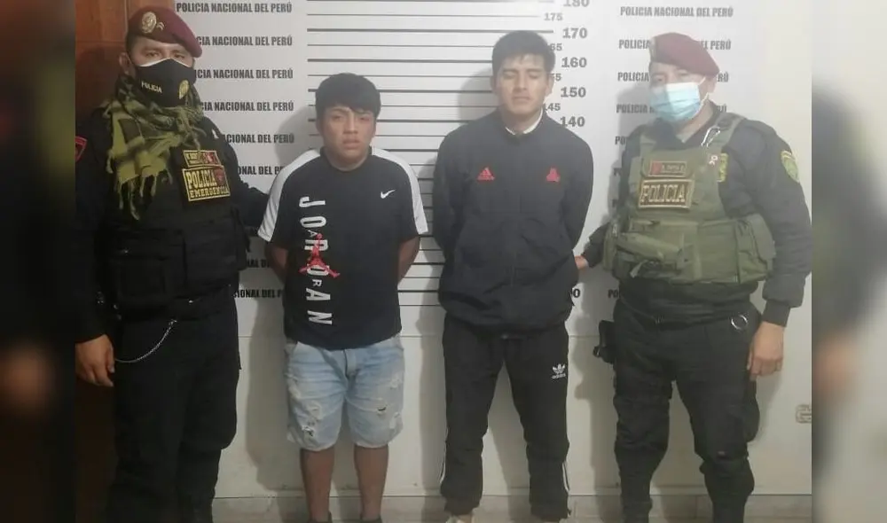 Los sujetos conocidos como “Lorito” y “Wacho” fueron llevados a la Uprove. Foto: PNP Los sujetos conocidos como “Lorito” y “Wacho” fueron llevados a la Uprove. Foto: PNP