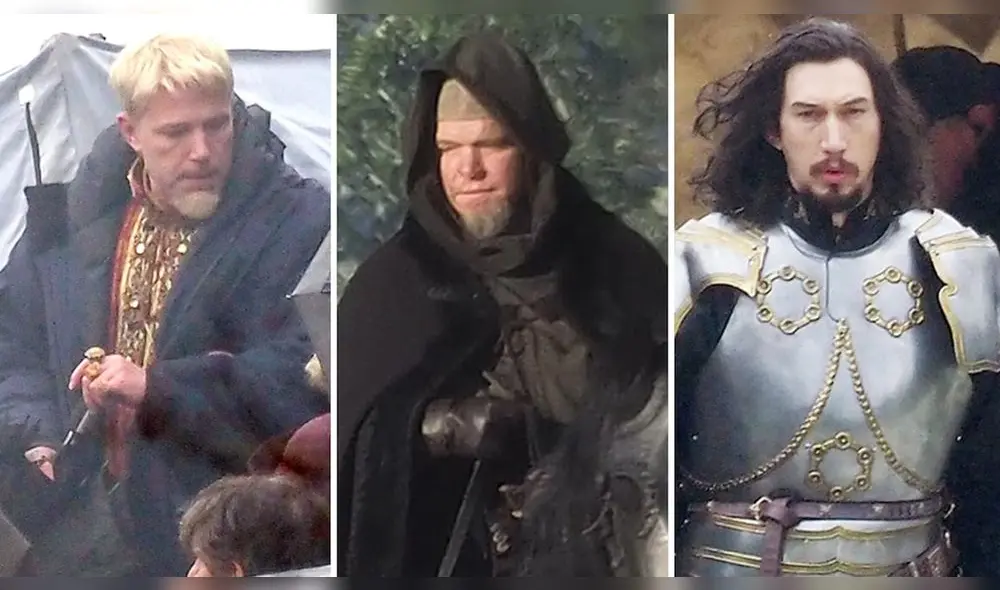 Ben Affleck, Matt Damon y Adam Driver en The last duel, la nueva cinta épica de Ridley Scott. Foto: Twitter