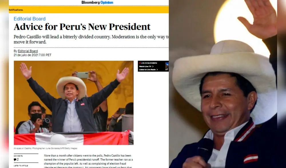 Para la reconocida revista, Castillo “debería dotar a su gabinete no solo de leales al partido y una pizca de tecnócratas". Foto: AFP