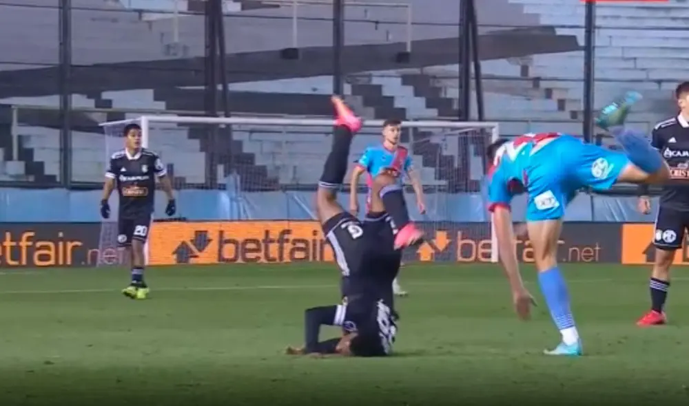 Nilson Loyola sufrió una dura caída en el partido por Sudamericana. Foto: captura/DirecTV Sports