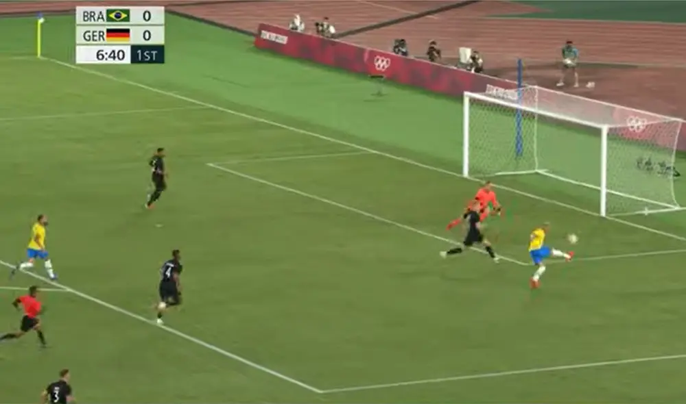 Richarlison pone en ventaja a Brasil sobre Alemania a poco de empezar el partido. Foto: captura Claro