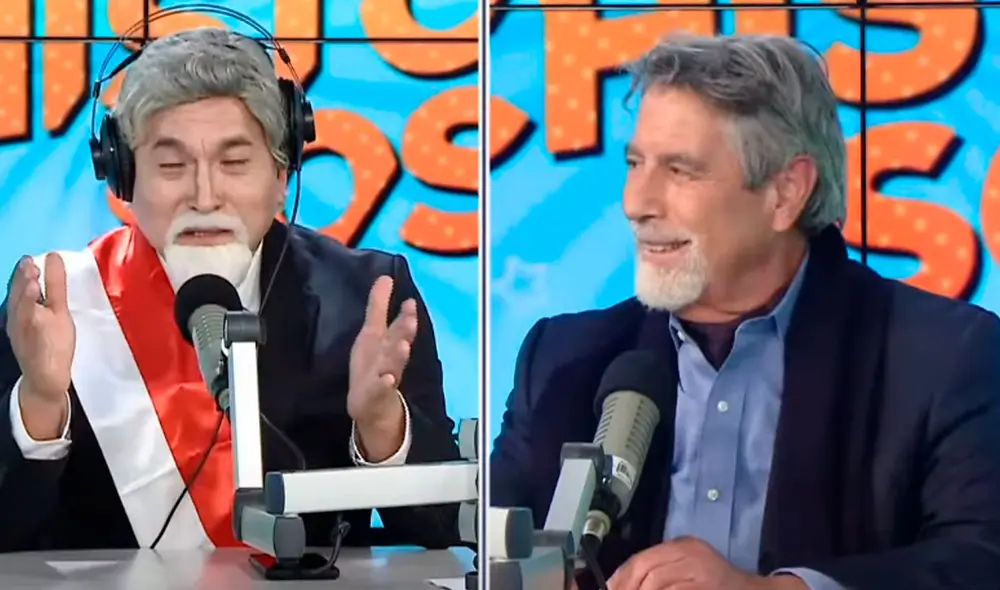 Francisco Sagasti llegó al programa Los chistosos para encontrarse con su doble ‘El Quijote’ Sagasti, con quien mantuvo una divertida conversación. Foto: captura de RPP