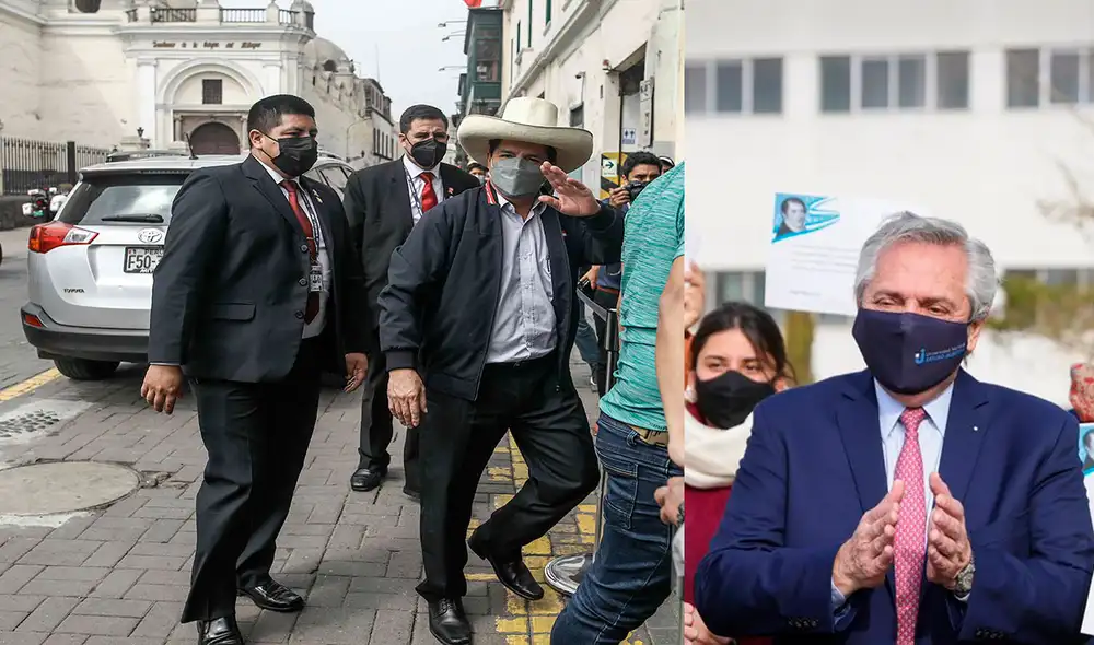 Pedro Castillo ya ha conversado con Alberto Fernández por videoconferencia. Foto: composición/EFE/@alferdez