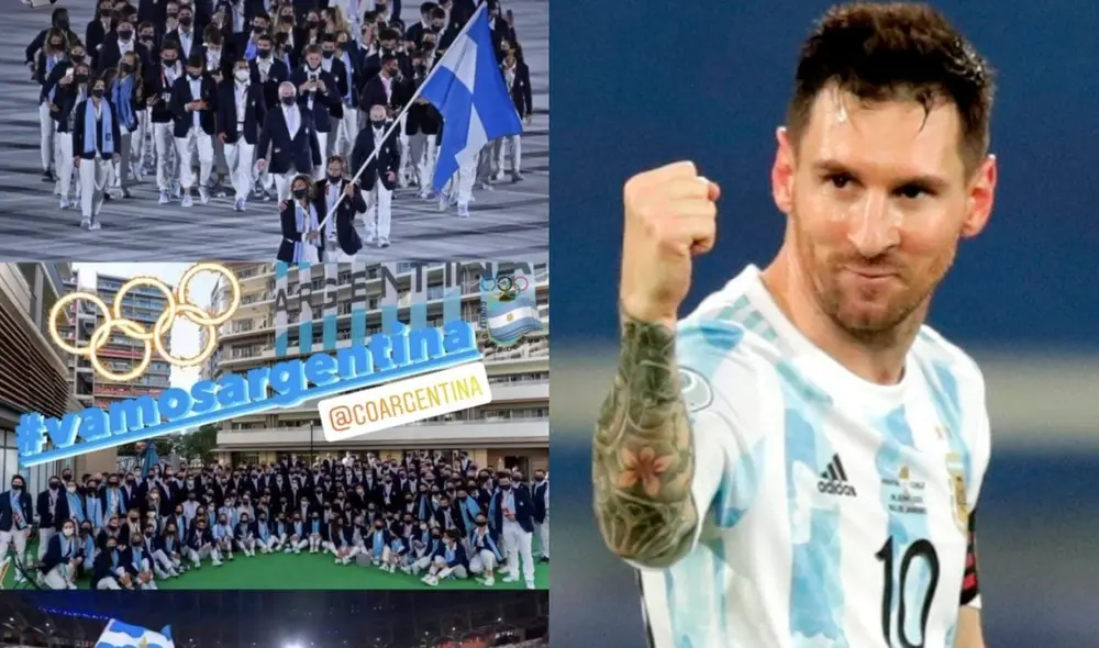 Lionel Messi no ocultó su emoción cuando observó a los atletas de su país desfilar en el Estadio de Tokio. Foto: composición La República Lionel Messi no ocultó su emoción cuando observó a los atletas de su país desfilar en el Estadio de Tokio. Foto: composición La República
