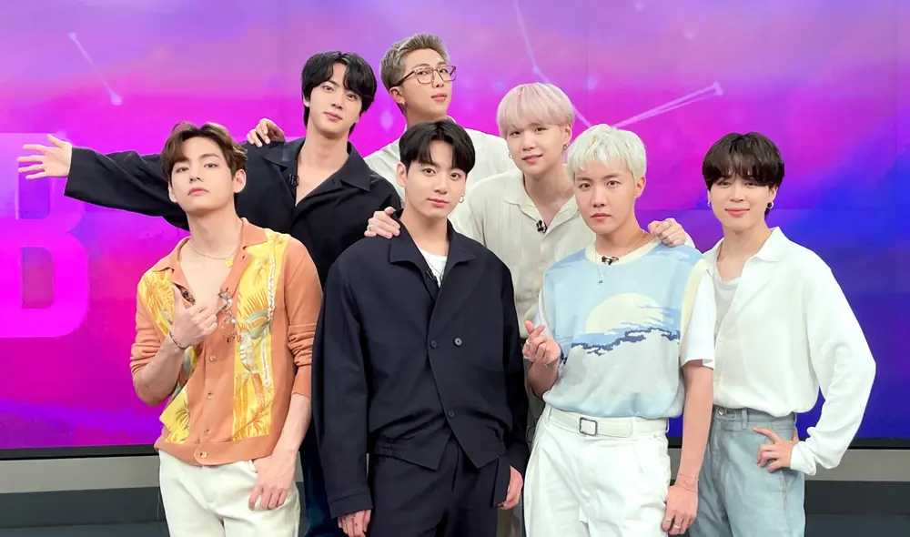 V, Jungkook, J-Hope, Jimin, Jin, RM y Suga en 8 News de SBS. Foto: @BitiiezLuv