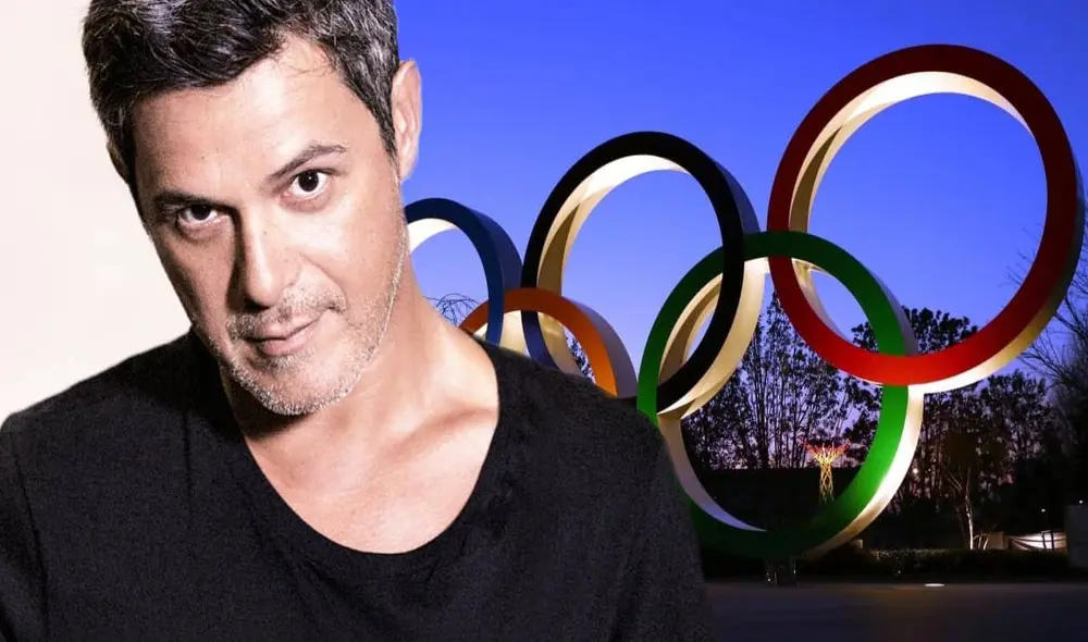 Alejandro Sanz emocionado por haber sido parte del evento deportivo. Foto composición Alejandro Sanz/Facebook, Juegos Olímpicos Tokio 2020/Facebook