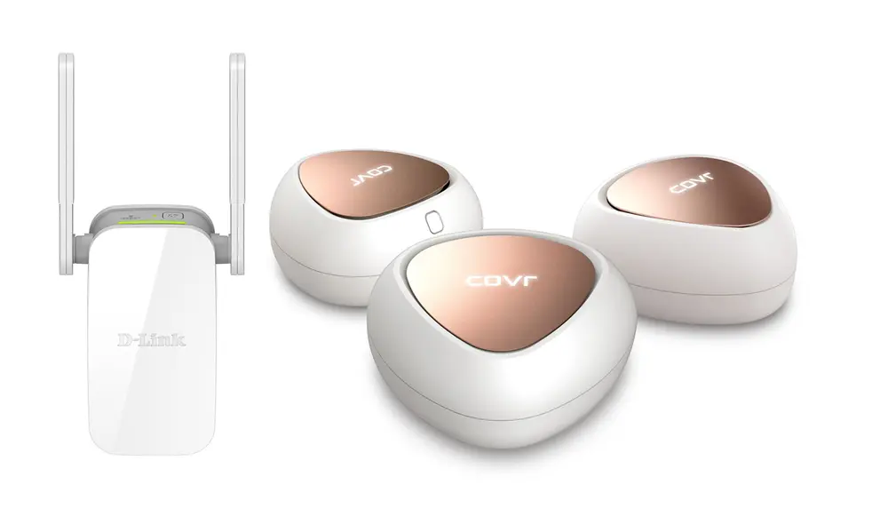A la izquierda un repetidor de internet y a la derecha unos dispositivos Wi-Fi Mesh. Foto: D-Link A la izquierda un repetidor de internet y a la derecha unos dispositivos Wi-Fi Mesh. Foto: D-Link