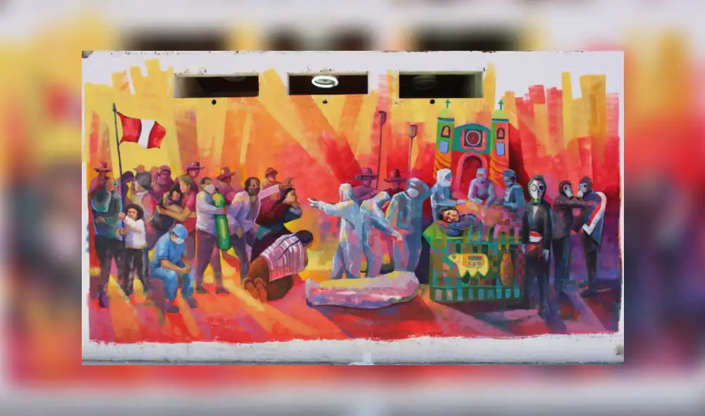 Uno de los lienzos de pintura que están en el Hospital Simon Bolívar rinde tributo a los héroes de la pandemia. Foto: Gobierno Regional de Cajamarca Uno de los lienzos de pintura que están en el Hospital Simon Bolívar rinde tributo a los héroes de la pandemia. Foto: Gobierno Regional de Cajamarca