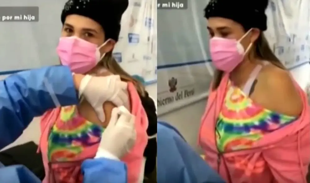 Thais Casalino recibiendo su vacuna contra la COVID-19. Foto: captura de Latina Thais Casalino recibiendo su vacuna contra la COVID-19. Foto: captura de Latina