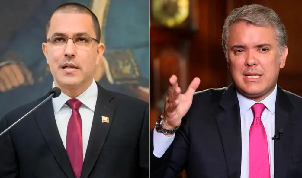 "Usted (Iván Duque) está al frente de un narcogobierno exportador de drogas y violencia", expresó Jorge Arreaza, canciller de Venezuela. Foto: composición/EFE "Usted (Iván Duque) está al frente de un narcogobierno exportador de drogas y violencia", expresó Jorge Arreaza, canciller de Venezuela. Foto: composición/EFE