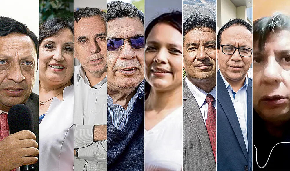 Ministeriables. De izquierda a derecha. Nájar, Boluarte, Francke, Cevallos, Durand, Cadillo, Sánchez y Merino serían parte del primer gabinete de Castillo. Foto: composición / LR/ difusión