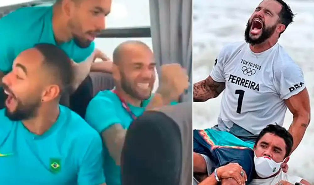 Dani Alves fue el más enérgico al celebrar la conquista de su compatriota Ítalo Ferreiro. Foto: Twitter/Richarlison