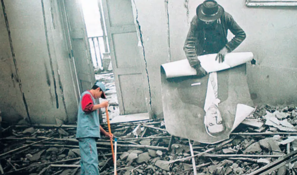 PARA RECORDAR. Imagen emblemática en el lugar en el que se llevó a cabo la primera muestra fotográfica Yuyanapaq, promovida por la CVR. Foto: Suplemento LR Bicentenario