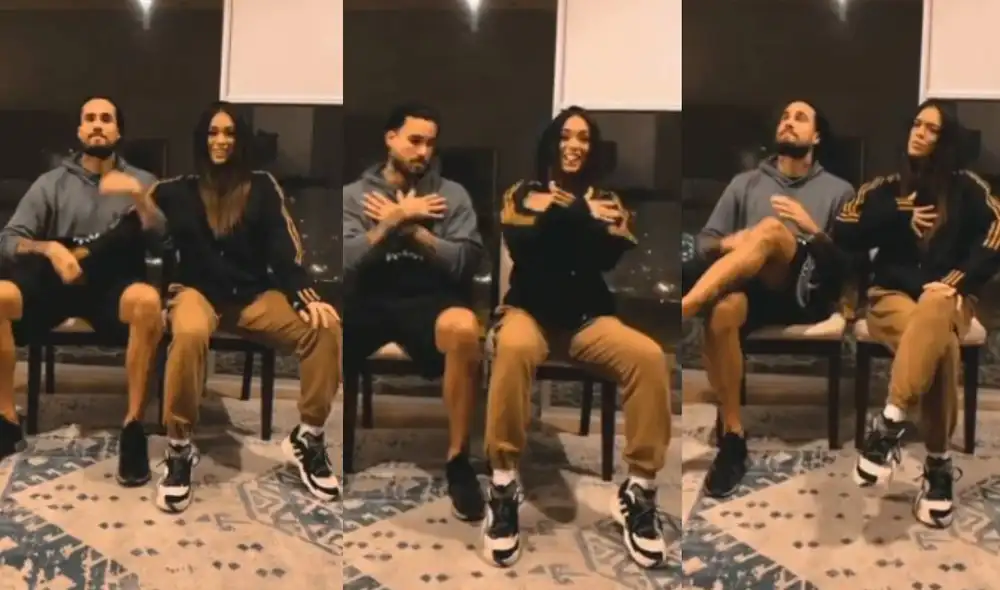 Jazmín Pinedo y Gino Assereto se divierten grabando un video de TikTok. Foto: composición / Tiktok