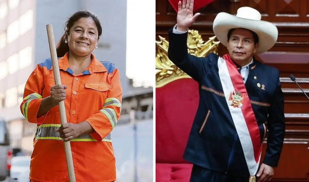 Antes del discurso del actual primer mandatario, la congresista interceptó a Castillo durante su entrada al hemiciclo y ambos se dieron un abrazo. Foto: composición La República