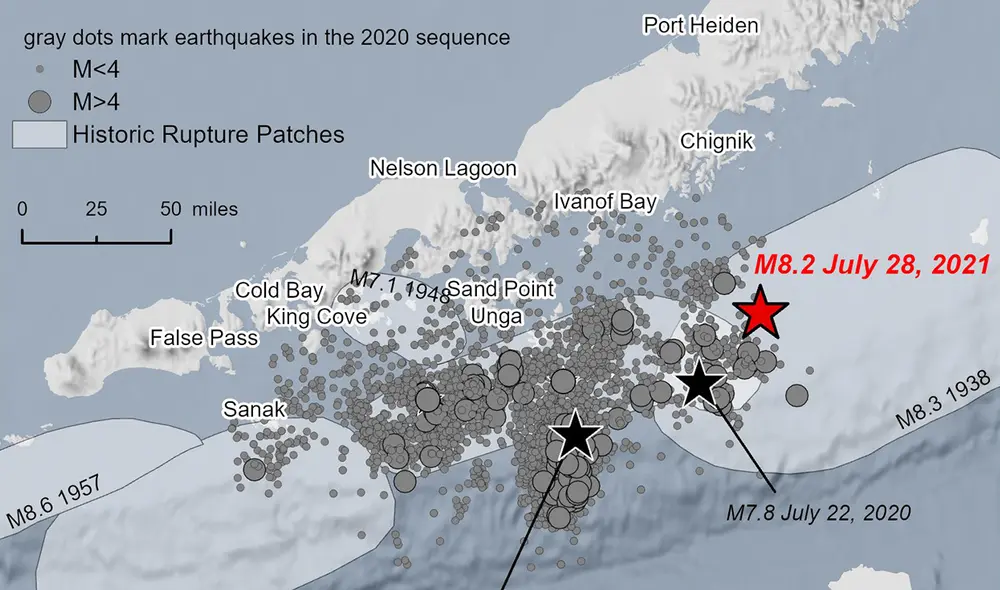 El sismo activó la alerta de tsunami, la cual fue desactivada dos horas después. Foto: Twitter Alaska Earthquake Center El sismo activó la alerta de tsunami, la cual fue desactivada dos horas después. Foto: Twitter Alaska Earthquake Center