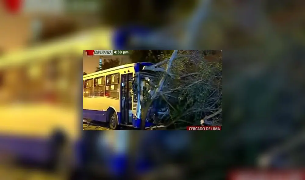 El impacto provocó que un letrero de señalización se viniera abajo y el bus quedó destrozado en la parte delantera. Foto: captura de pantalla BDP El impacto provocó que un letrero de señalización se viniera abajo y el bus quedó destrozado en la parte delantera. Foto: captura de pantalla BDP