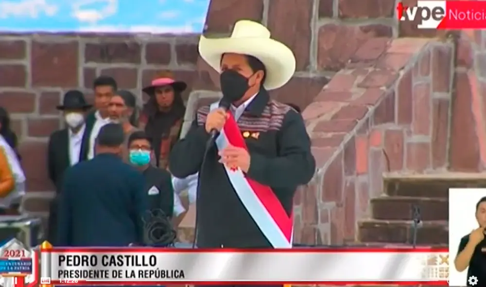 Castillo juró como presidente en Ayacucho. Foto: captura Facebook Tv Perú. Castillo juró como presidente en Ayacucho. Foto: captura Facebook Tv Perú.