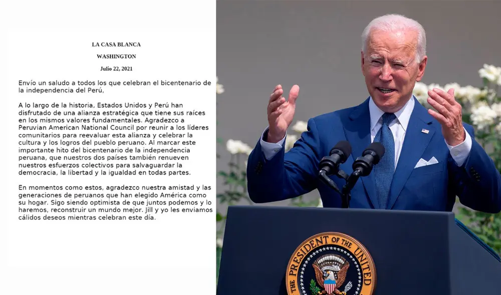 Biden destacó el aporte de los peruanos e hizo referencia a la similitud de objetivos entre ambas naciones. Foto: composición EFE Biden destacó el aporte de los peruanos e hizo referencia a la similitud de objetivos entre ambas naciones. Foto: composición EFE
