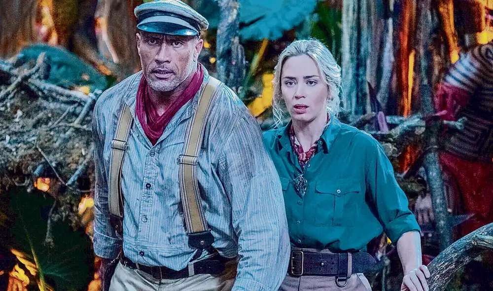 Odisea en el Amazonas. Dwayne Johnson y Emily Blunt en la versión en vivo de uno de los parques temáticos más famosos de Disney. Foto: difusión Odisea en el Amazonas. Dwayne Johnson y Emily Blunt en la versión en vivo de uno de los parques temáticos más famosos de Disney. Foto: difusión
